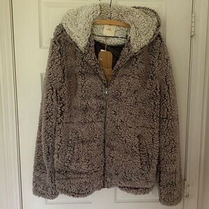 Thread & Supply Gray and Cream Sherpa Hoodie